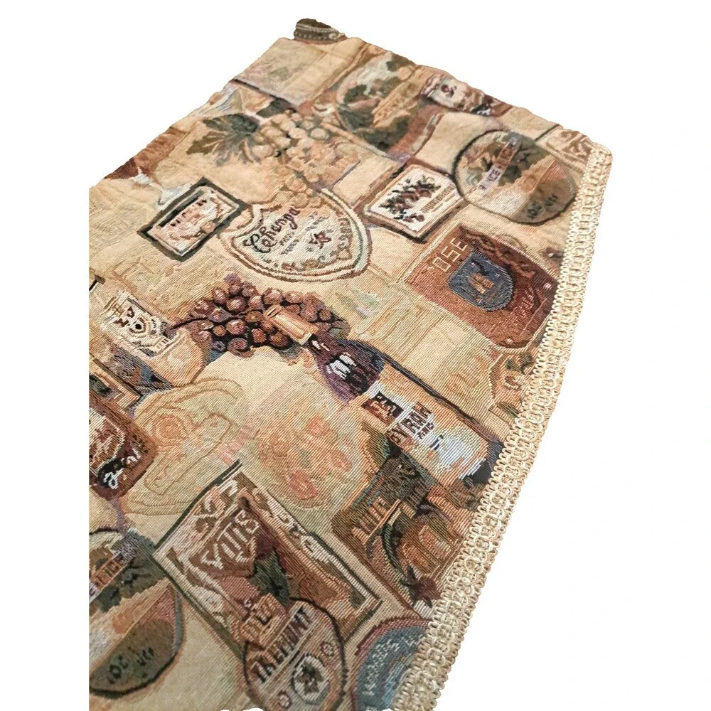 Wine Vineyard Tapestry Valance 52x16 Beige Bar Decor Napa Sonoma Champagne